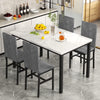 5 Piece Dining Set, Modern Dining Table and Chairs Set for 4, Counter Height Bar Table Set, Modern Pub Table with 4 Velvet Fabric Cushioned Stools, Faux Marble Dining Table & Stools Set, D9297