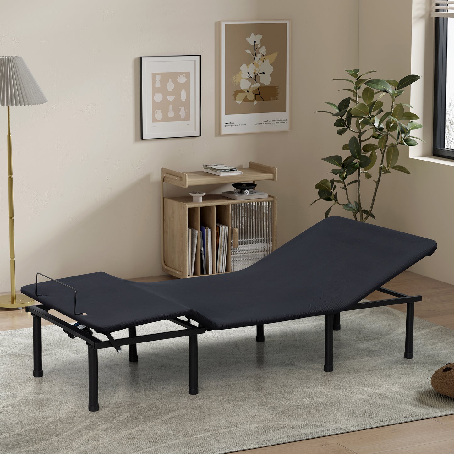 SYNGAR Electric Adjustable Bed Frame Queen for Bedroom, Queen Bed Frame with Head and Foot Incline, Quiet Motor, Anti-slip Design, and 11" Under Bed Storage Space, Easy Assembly, Steel, Black