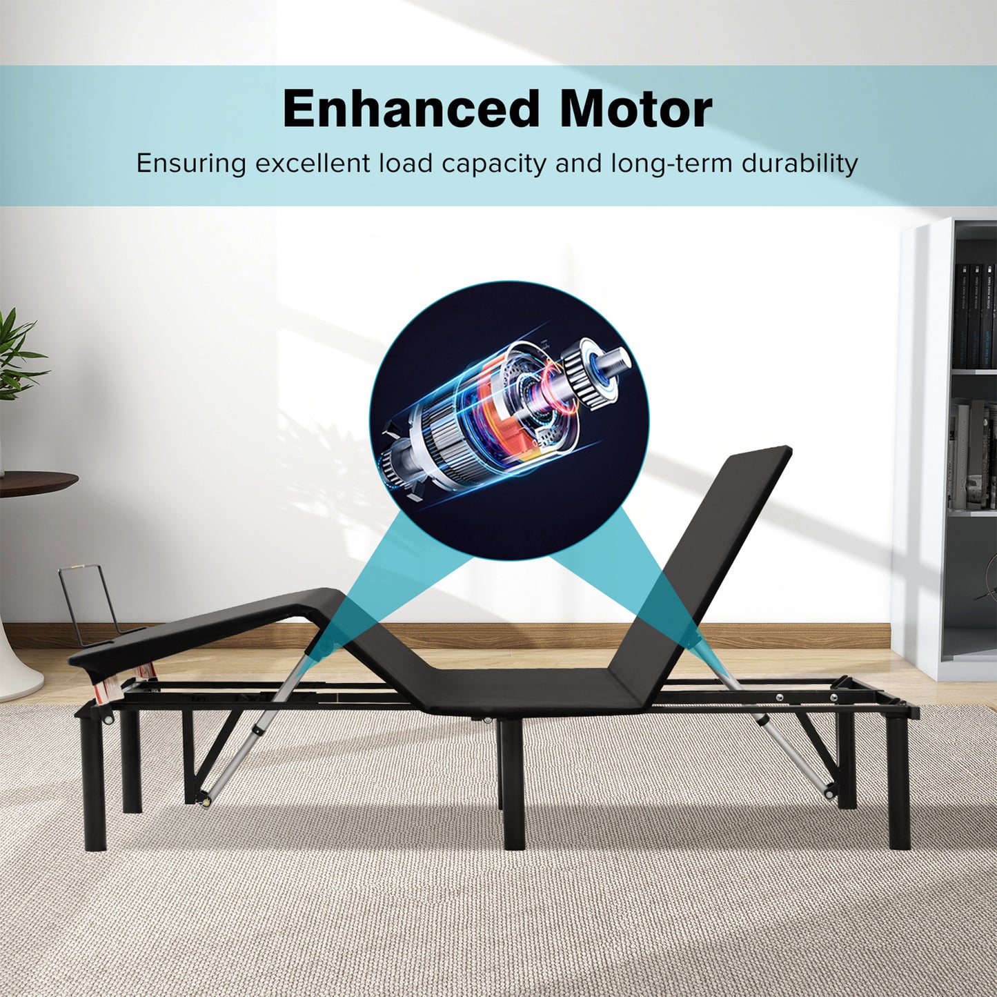 SYNGAR Black Adjustable Twin XL Bed Frame, Modern Electric Adjustable Beds with Head and Foot Incline for Bedroom, Wireless Remote Adjustable Bed Frame for Any Mattress Sizes, Easy Assembly