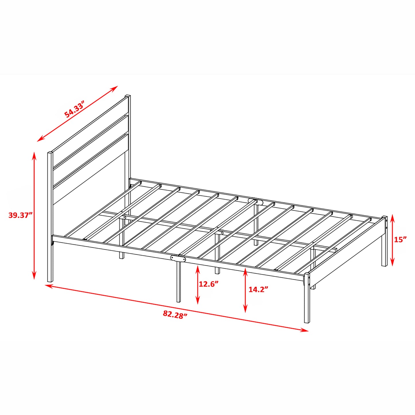 SYNGAR Black Full Size Bed Frame with Wooden Industrial Headboard, Iron Platform Bed Frame Full Metal Bed Mattress Foundation with 700LBS Capacity, No Box Spring Needed, Noise Free
