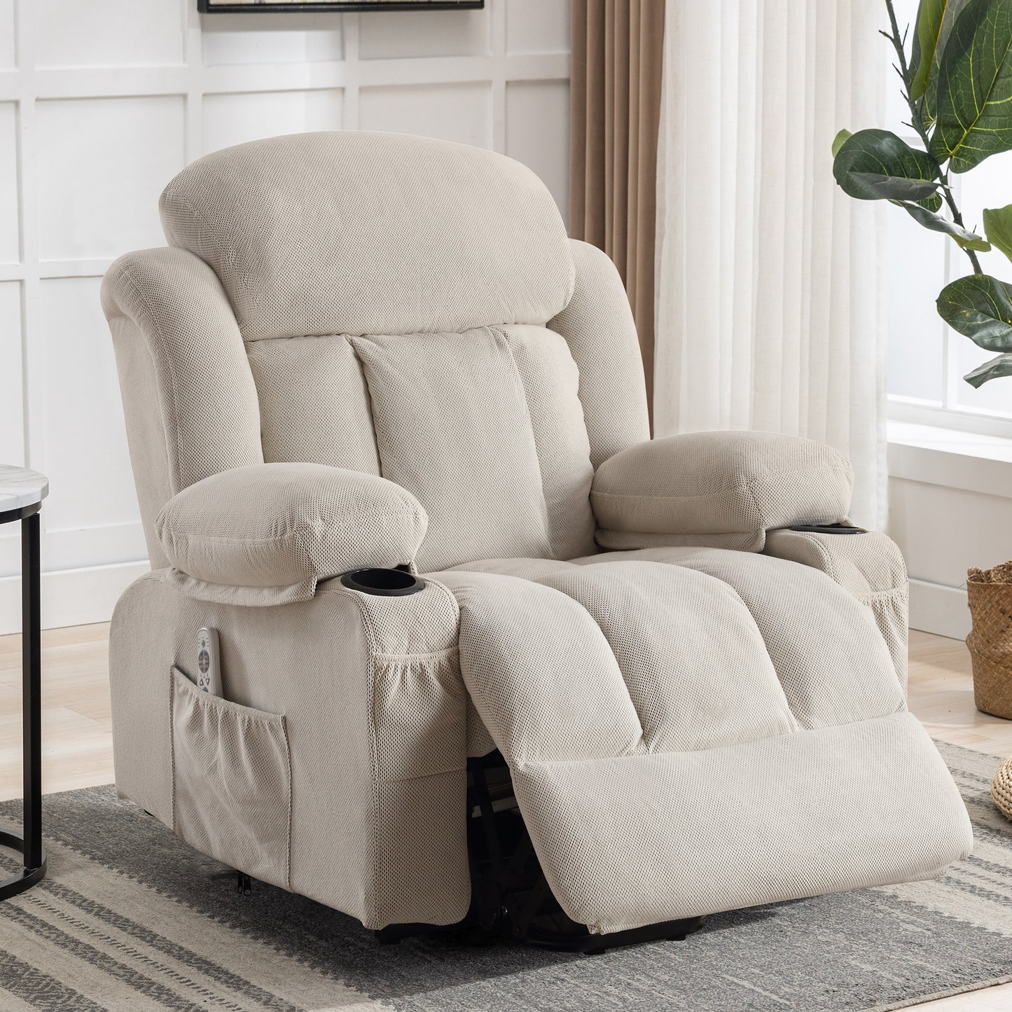 Power Lift Recliner Chair with Vibration Massage and Heating, Oversized Elderly Sofa Home Theater Seating Single Sofa with Cup Holders, USB Charge Port, for Living Room Bedroom, Gray