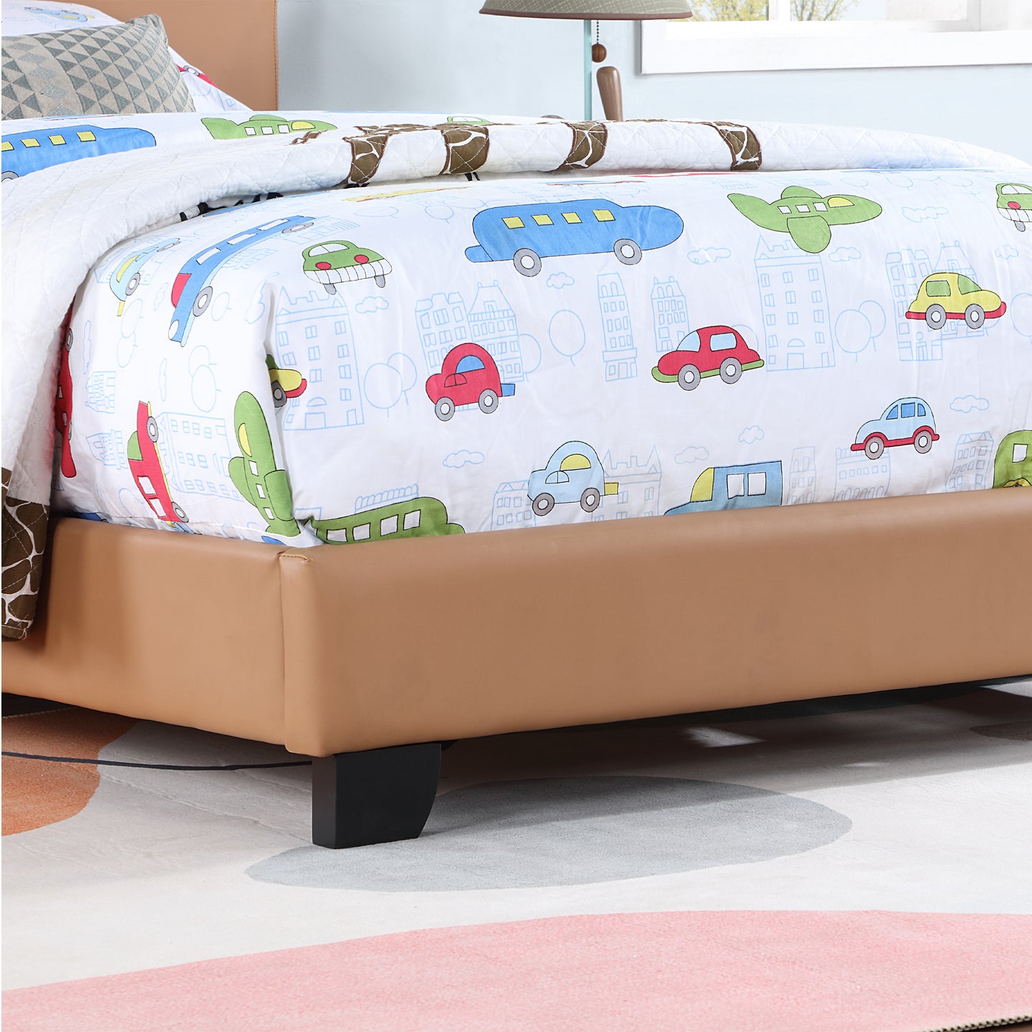 Twin Bed Frame with Headboard for Kids and Teens, Cute Bear Shape Upholstered Platform Bed Frame with Wood Slat, Twin Size Platform Bed Frame with Footboard, No Box Spring Needed, Brown