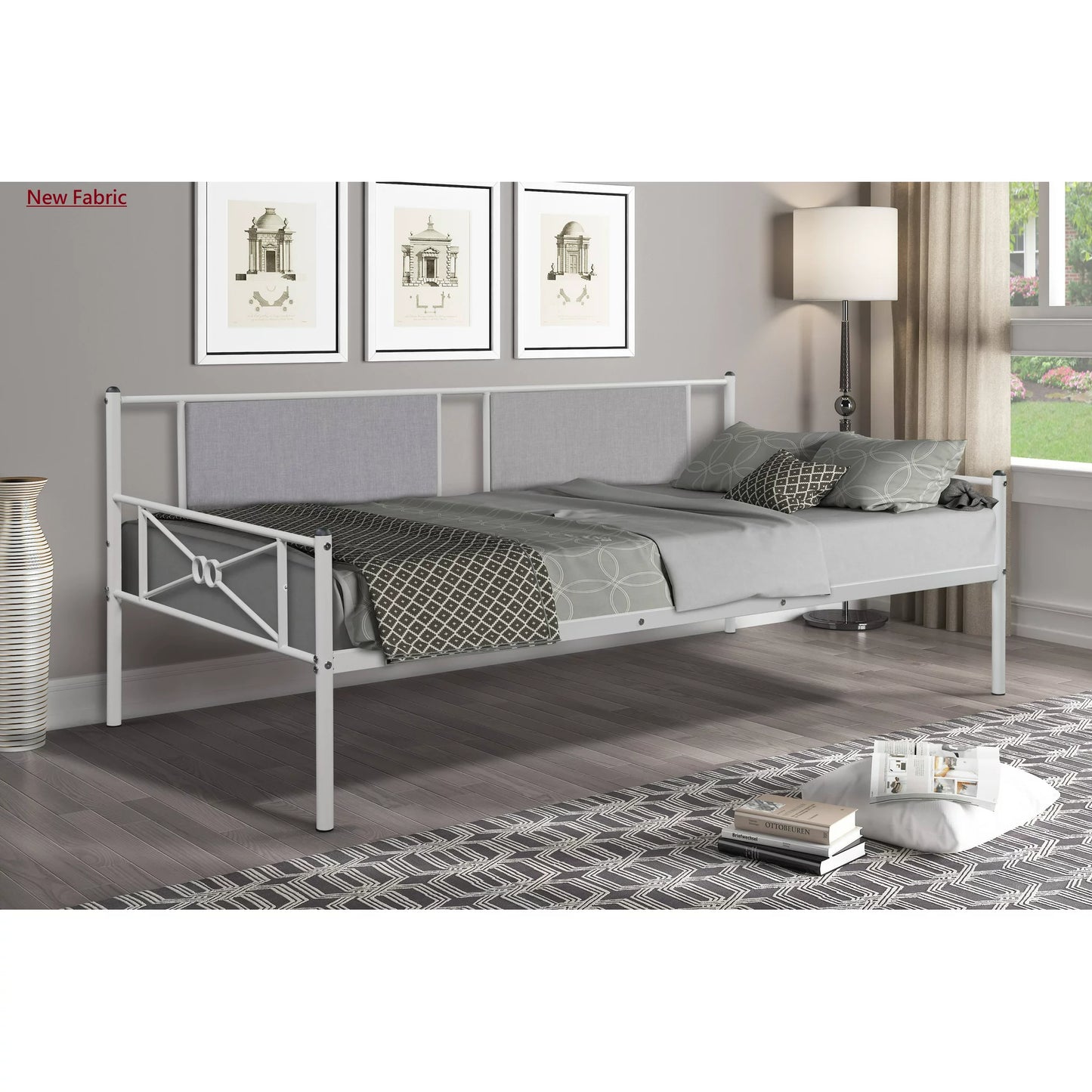 Premium Daybed Metal Bed Frame, Twin Size Bed with Trundle, Daybed and Roll Out Trundle for Kids Room Guest Room Apartment, Easy Assembly, Mattresses Sold Separately