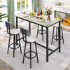 Modern Counter Height Pub Set, 5 Piece Dining Table Set with 4 Cushioned Stools, Extra Long Bistro Bar Table with Footrest, Kitchen Breakfast Table Set for 4, Gray