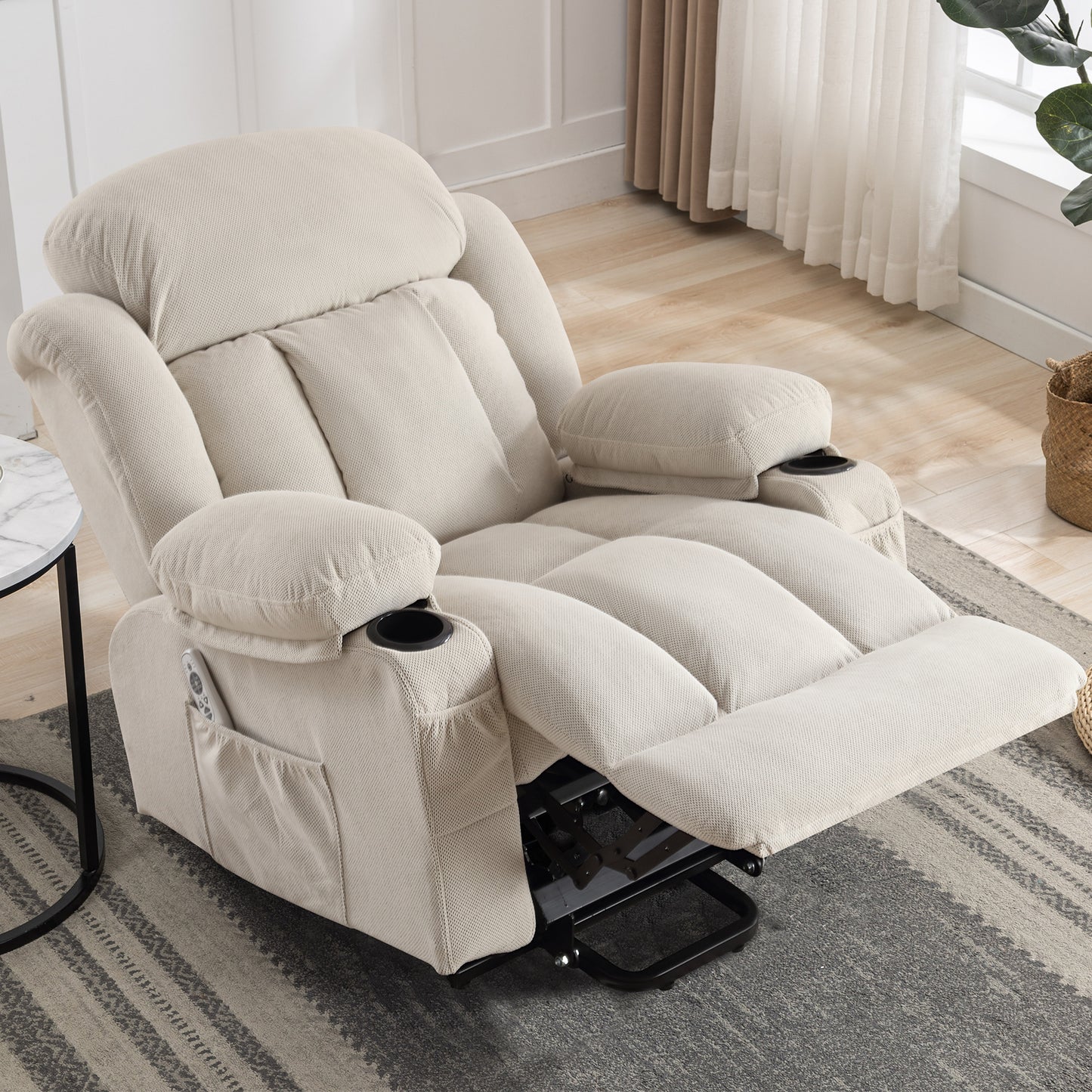 Power Lift Recliner Chair with Vibration Massage and Heating, Oversized Elderly Sofa Home Theater Seating Single Sofa with Cup Holders, USB Charge Port, for Living Room Bedroom, Gray