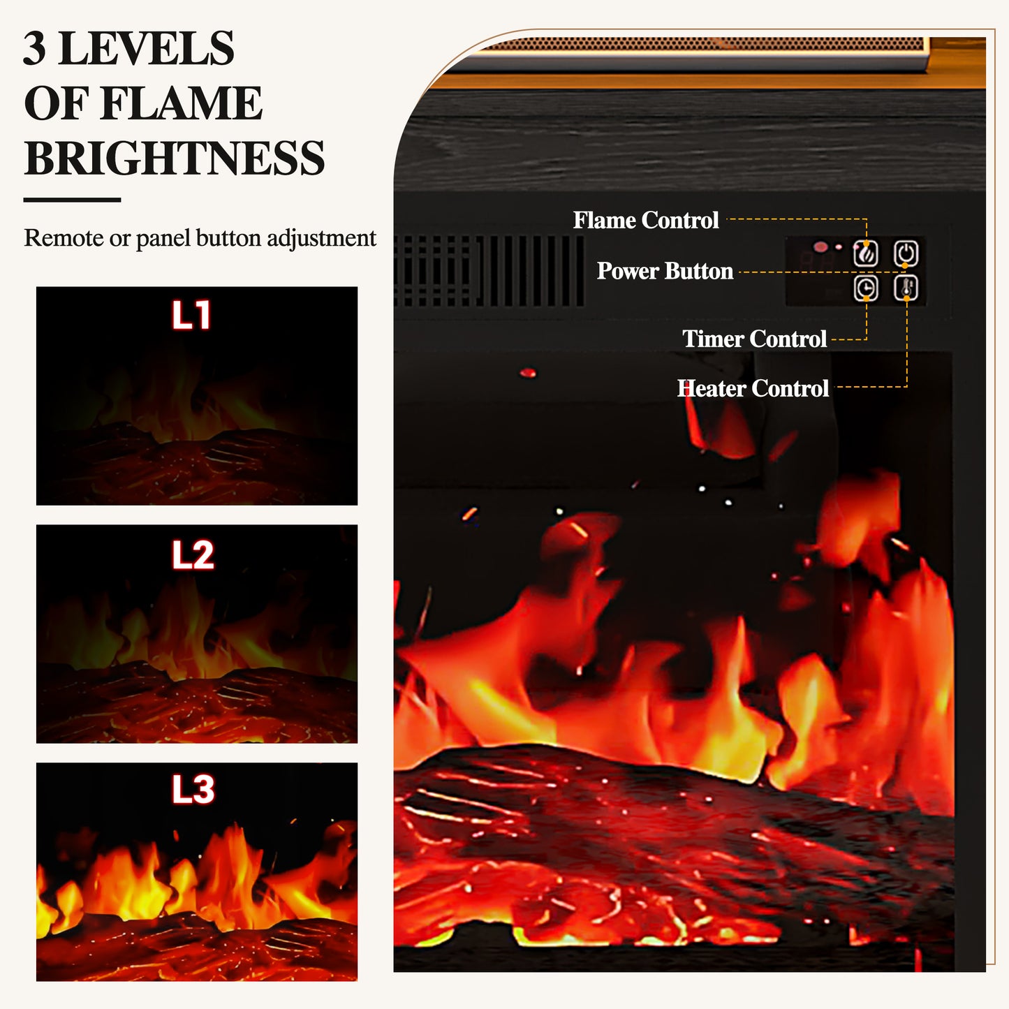 SYNGAR 63" Fireplace TV Stand for TVs up to 70" with 32" Electric Fireplace, Entertainment Center with LED, Modern Television Table Center With Remote Control for Living Room, Black