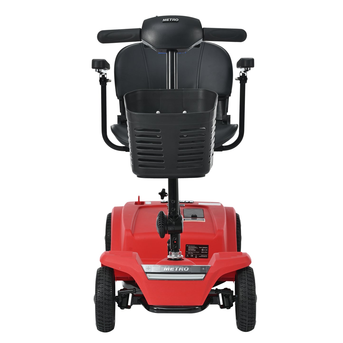 SYNGAR 4 Wheels Mobility Scooters for Seniors, 10 Miles Driving Range Powered Mobility Scooters with 9" Diameter Tyres, Portable Travel, Weight Capacity of 300lbs, Red