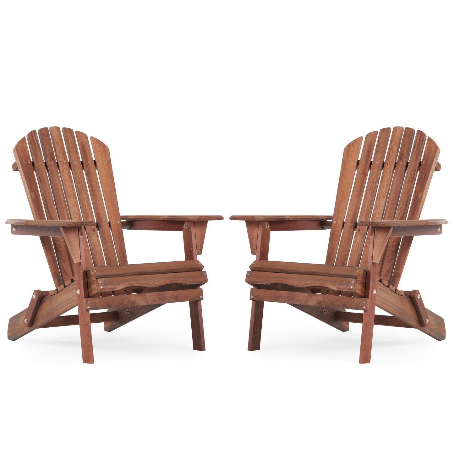 Syngar Folding Adirondack Chairs Set of 2, Outdoor Wooden Lounge Chairs with Pre-Assembled Backrest, Wood Accent Furniture Chairs for Patio, Garden, Porch, Poolside, Max 220lbs, Natural & Light Brown