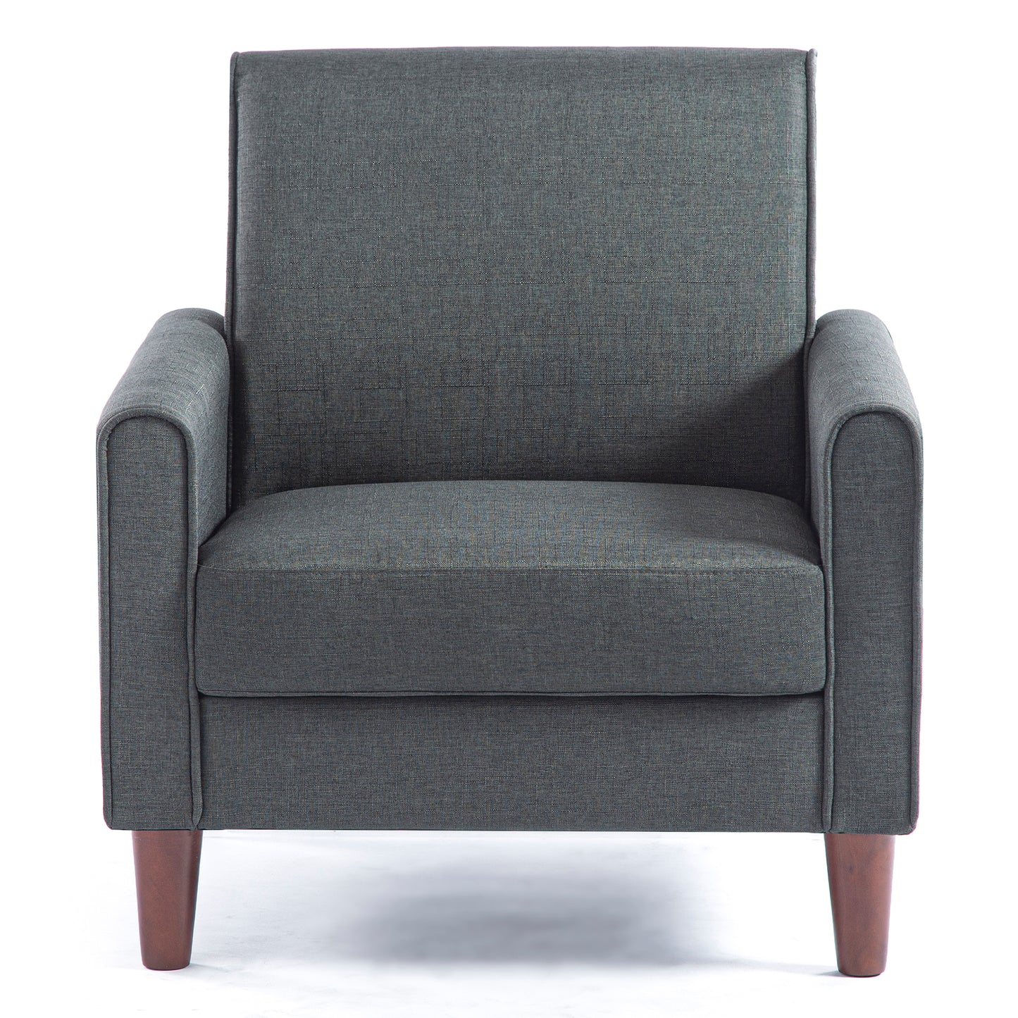 SYNGAR Accent Chair for Living Room, Bedroom Comfy Reading Armchair, Mid Century Modern Arm Chair Soft Linen Upholstered Cozy Side Single Sofa Chair Relaxing Seating, Dark Grey