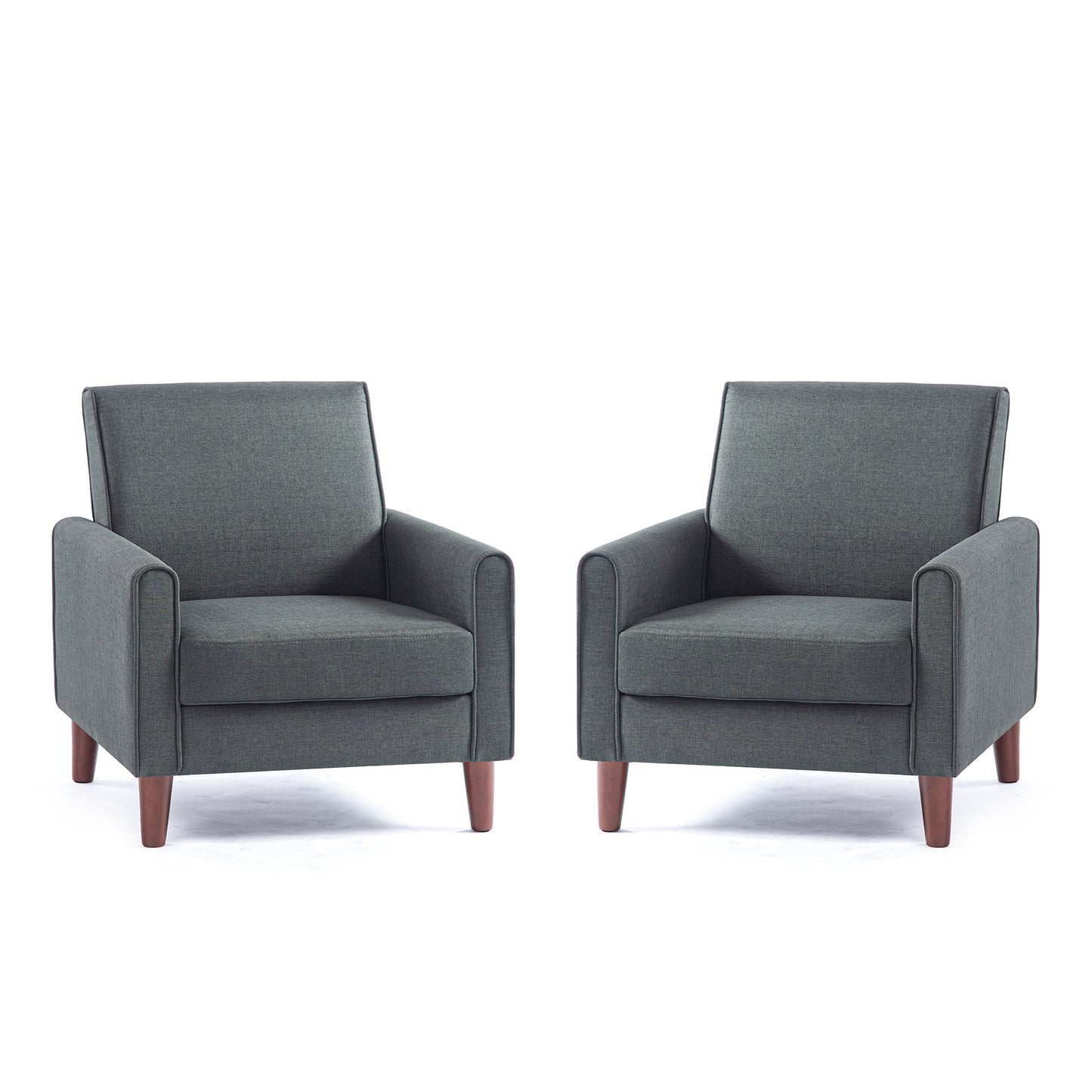 SYNGAR Accent Chair for Living Room, Bedroom Comfy Reading Armchair, Mid Century Modern Arm Chair Soft Linen Upholstered Cozy Side Single Sofa Chair Relaxing Seating, Dark Grey