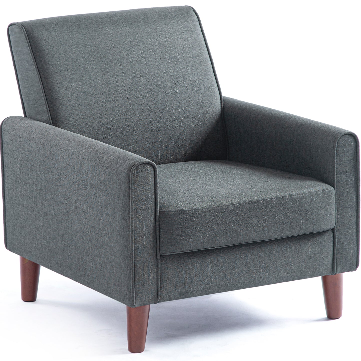 SYNGAR Accent Chair for Living Room, Bedroom Comfy Reading Armchair, Mid Century Modern Arm Chair Soft Linen Upholstered Cozy Side Single Sofa Chair Relaxing Seating, Dark Grey