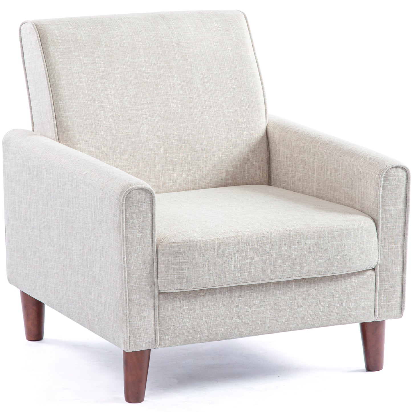 SYNGAR Accent Chair for Living Room, Bedroom Comfy Reading Armchair, Mid Century Modern Arm Chair Soft Linen Upholstered Cozy Side Single Sofa Chair Relaxing Seating, Dark Grey