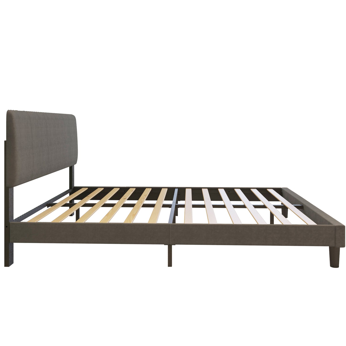 SYNGAR Queen Size Fabric Upholstered Platform Bed Frame with Elegant Headboard for Bedroom, No Box Spring Needed, Easy Assembly, Gray