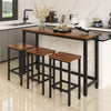 SYNGAR Counter Height Bar Table Set, Modern 4 Pieces Dining Table Set, Long Pub Table and 3 Stools, 3-Person Dining Table and Stools Set, Kitchen Side Table Set for Breakfast, Brown, D6413