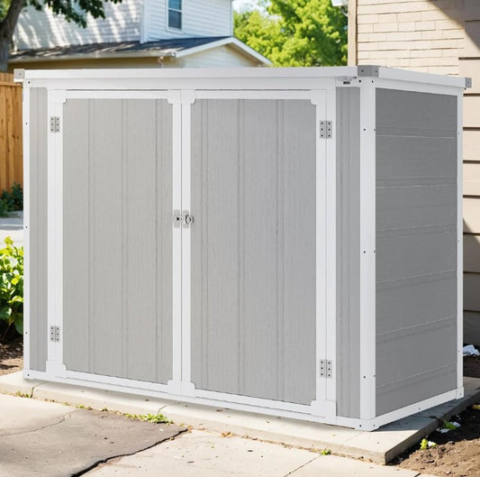 306 Gallon Deck Box & Storage Shed, 41 Cu.Ft All-Weather Resin Storage Cabinet, Lockable Double Door Shed for Storage of Garden Tools, Pool Accessories and Bikes, Storage Box for Garden, Yard