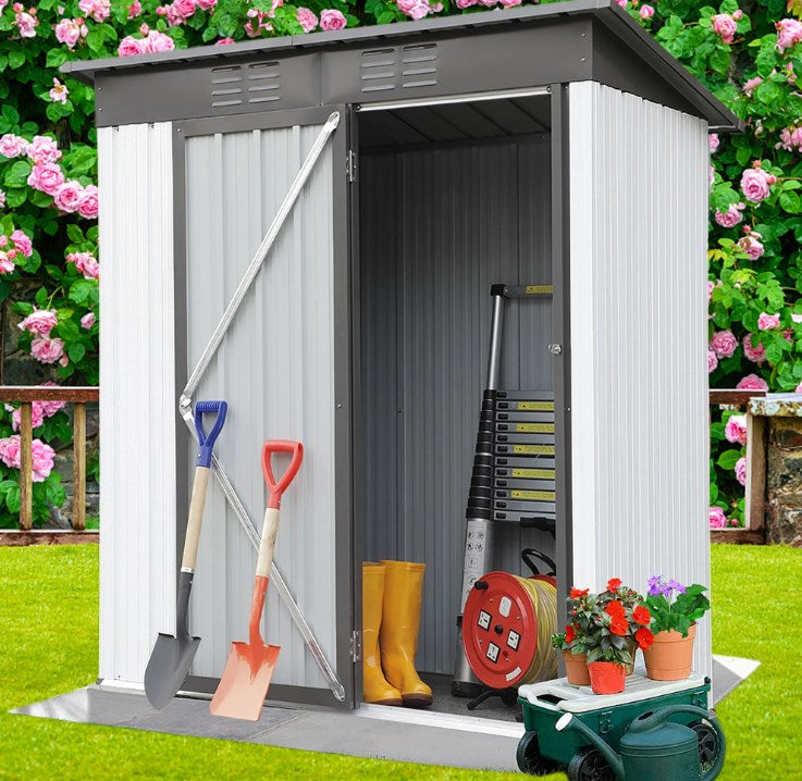 5' x 3' Outdoor Storage Shed, Metal Garden Shed with Single Lockable Door, Tools Storage Shed for Backyard, Patio, Lawn, D6641