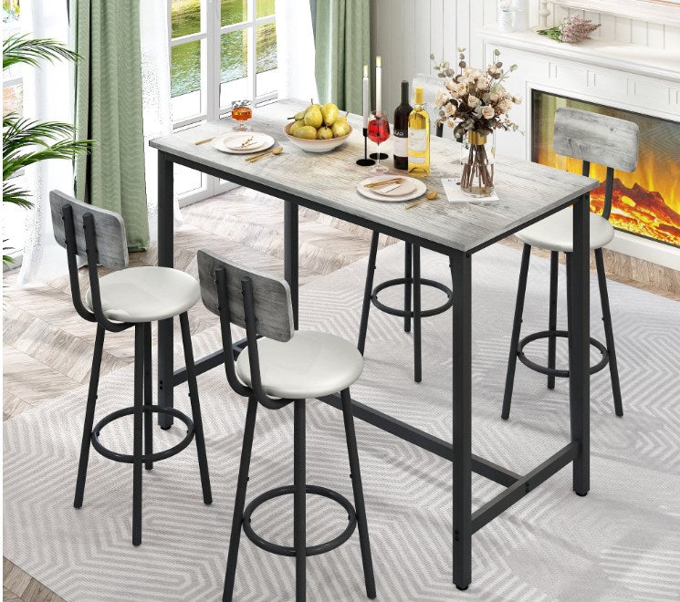 5 Piece Dining Set, Modern Dining Table and Chairs Set for 4, Kitchen Counter Height Dining Table Set with 4 Upholstered Chairs, for Small Space, Breakfast Nook, Gray, D9265