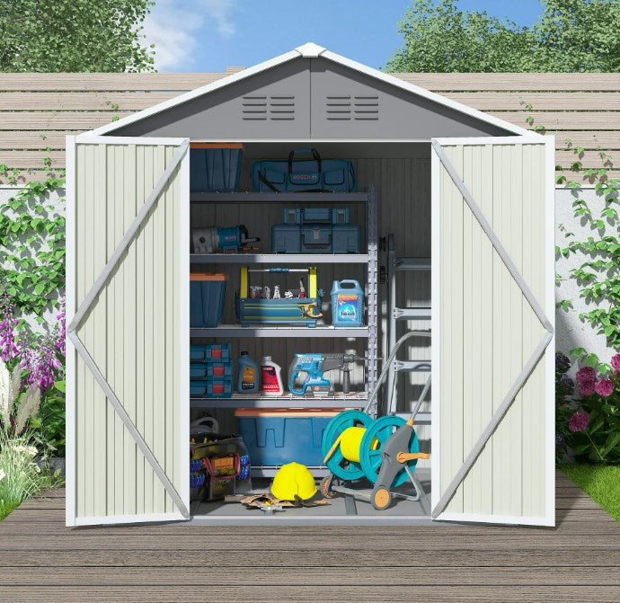 6' x 4' Outdoor Storage Shed, Metal Garden Shed with Lockable Doors, Tools Storage Shed for Backyard, Patio, Lawn, D9093