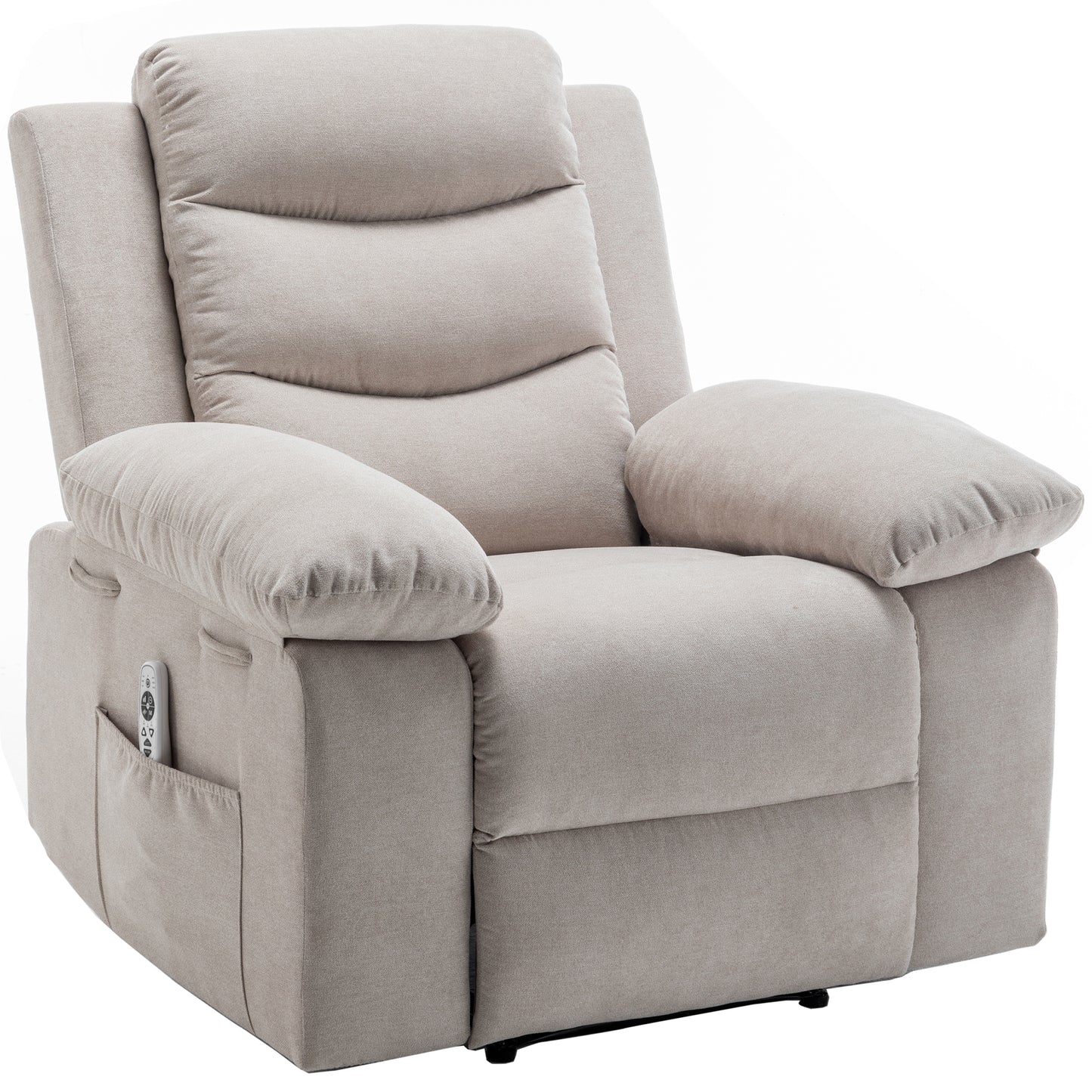 SYNGAR Electric Recliner Chair with Massage and Heating Function, Power Recliner Chair with Remote Control, Side Pockets, Armrest, Recliner Sofa Lounge Chair for Living Room Bedroom, Beige