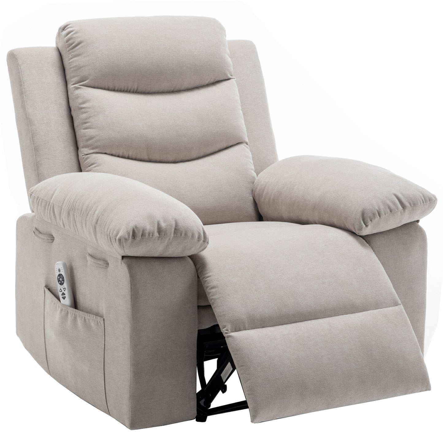 SYNGAR Electric Recliner Chair with Massage and Heating Function, Power Recliner Chair with Remote Control, Side Pockets, Armrest, Recliner Sofa Lounge Chair for Living Room Bedroom, Beige