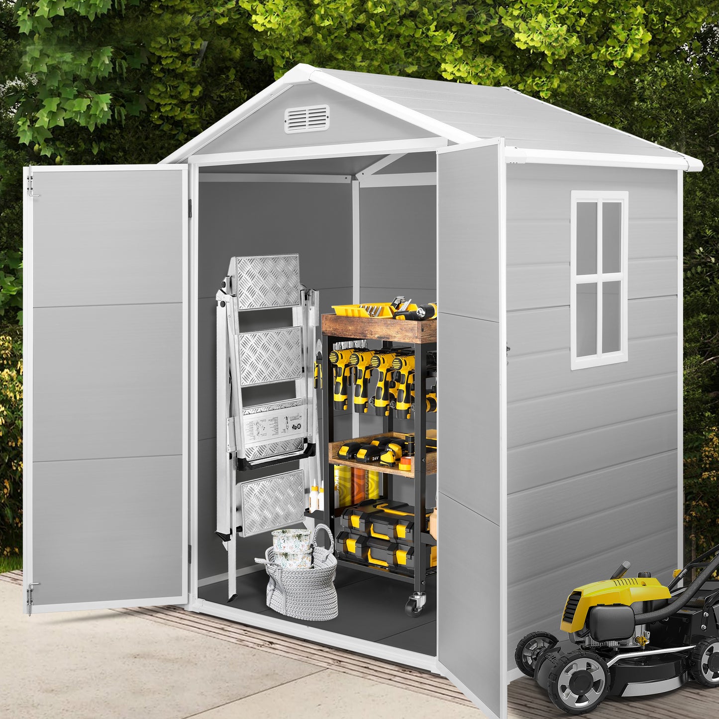 5' x 3' Outdoor Storage Shed, Metal Garden Shed with Single Lockable Door, Tools Storage Shed for Backyard, Patio, Lawn, Y011