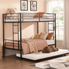 SYNGAR Twin over Twin Bunk Bed, Metal Bunk Bed with Flat Ladder & Safety Guardrail, Convertible Trundle Bunk Bed Frame, for Dorm, Bedroom, Guest Room, No Box Spring Needed, Black