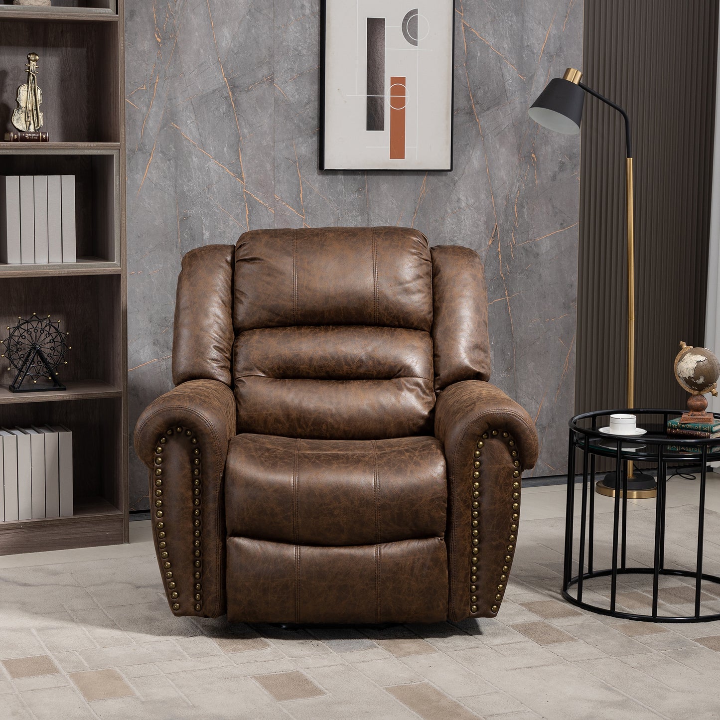 Power Lift Recliner Chair with Heat Therapy and Massage Function, Electric Lift Chair Recliner Fabric Single Sofa, Heavy Duty Living Room Furniture Home Theater Seating, 2 Large Side Pockets, Brown