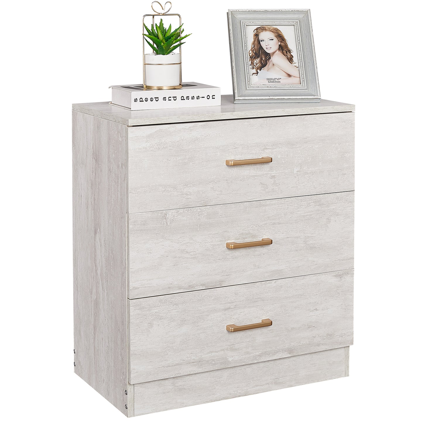 SYNGAR Dresser for Bedroom, 4-Drawer Storage Cabinet, Wooden File Cabinet with Handles, Modern Storage Chest of Drawers for Kids Room, Simple Home Storage Furniture for Clothes Cosmetics, White, D8792