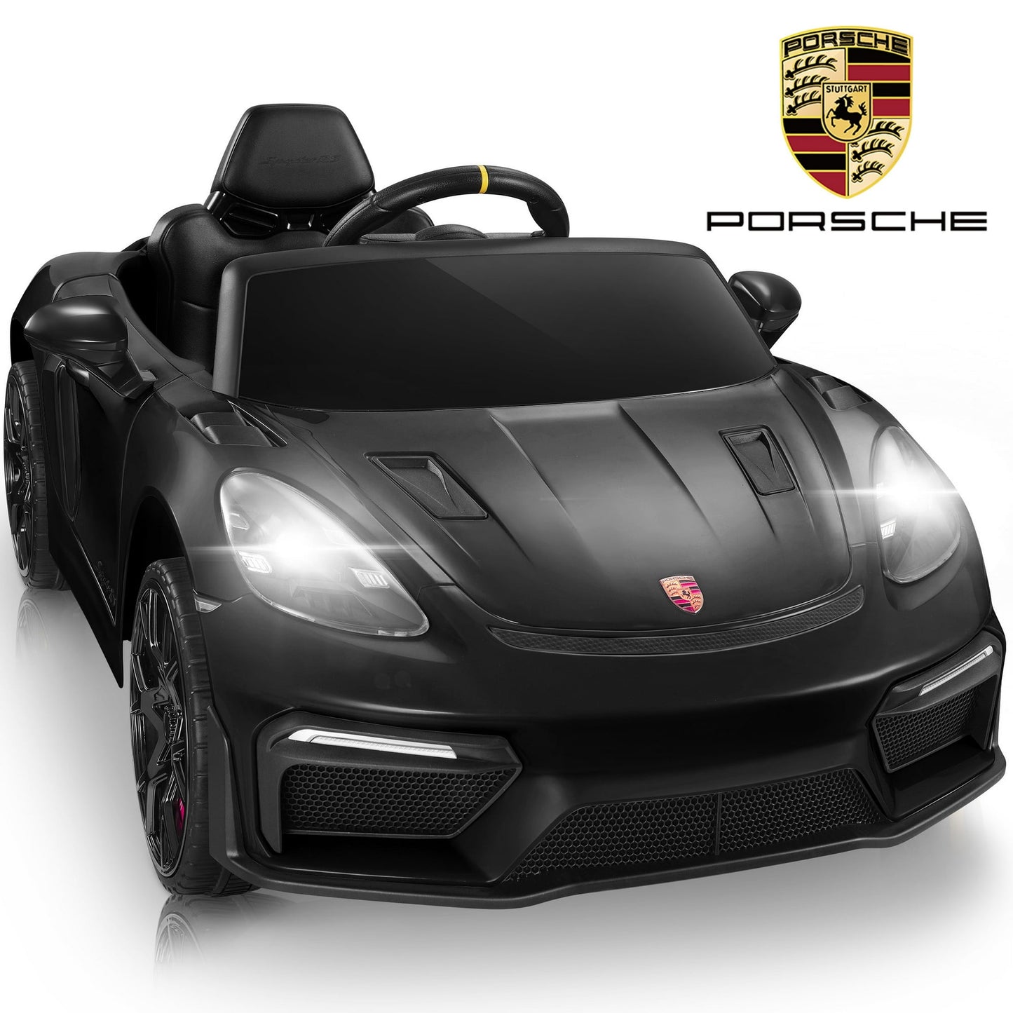 Porsche Ride on Cars for Kids, 12V Porsche 718 Battery Powered Ride on Sports Toy Car with Remote Control, Electric Car for Boys Girls 3-5 with Music/Bluetooth/LED Lights,4 Wheelers, Pink