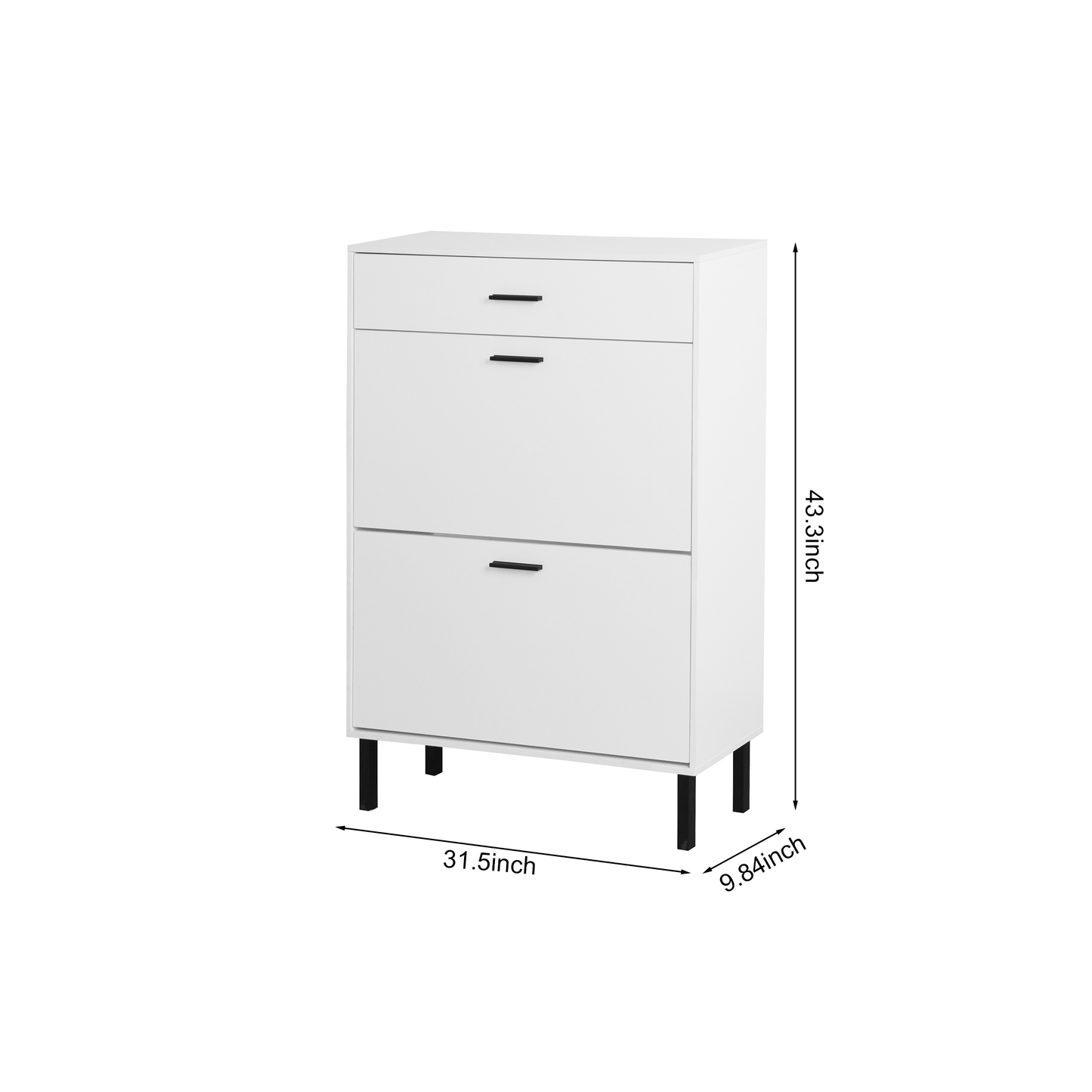 SYNGAR Shoe Cabinet Storage for Entryway, Modern Hidden Shoe Storage with 3 Flip Drawers for Shoes, Keys, and Other Small Items, Wooden Metal Leg Shoe Organizer for Apartment, White