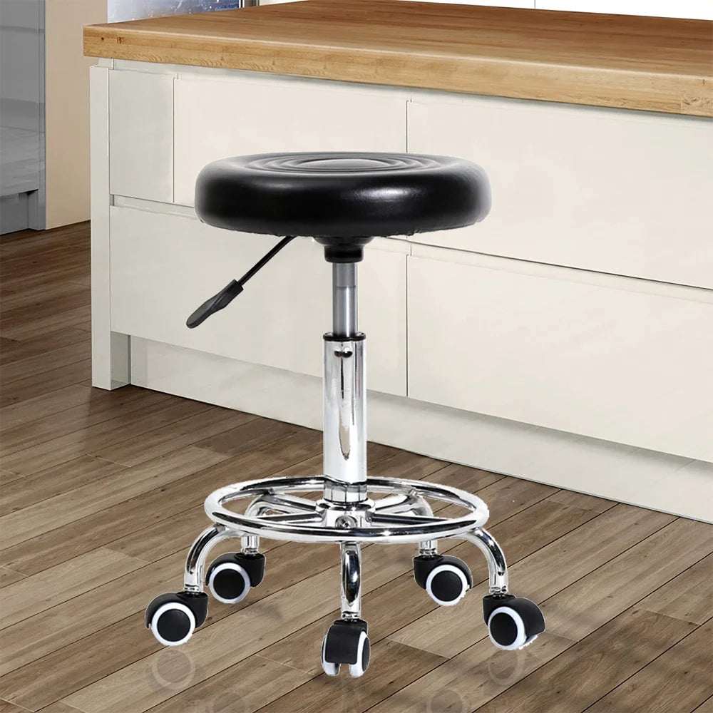 Bar Stool with Adjustable Height & 360-Degree Swivel, Black