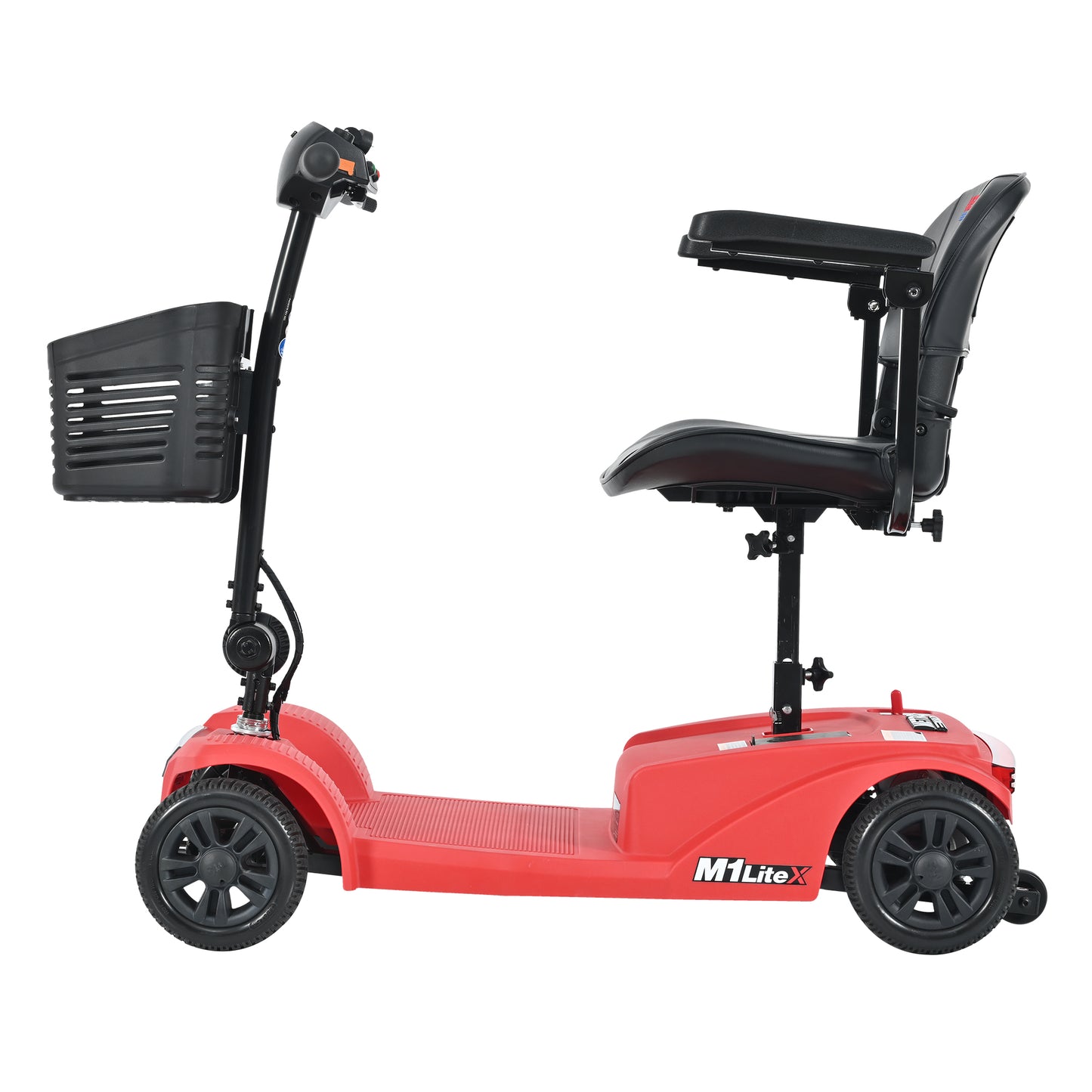 SYNGAR 4 Wheels Mobility Scooters for Seniors, 10 Miles Driving Range Powered Mobility Scooters with 9" Diameter Tyres, Portable Travel, Weight Capacity of 300lbs, Red