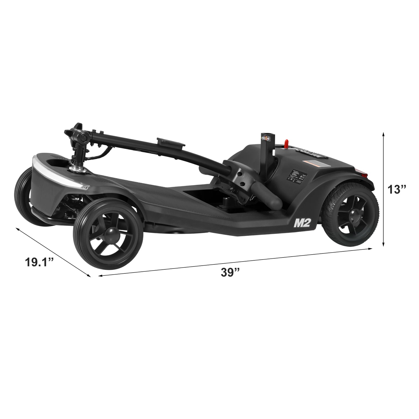 SYNGAR Mobility Scooter for Adults, 4 Wheels Electric Powered Chargeable Device for Travel, Lightweight and Portable, with LED Headlights and Basket, Charger Included, Red/Blue (Blue)
