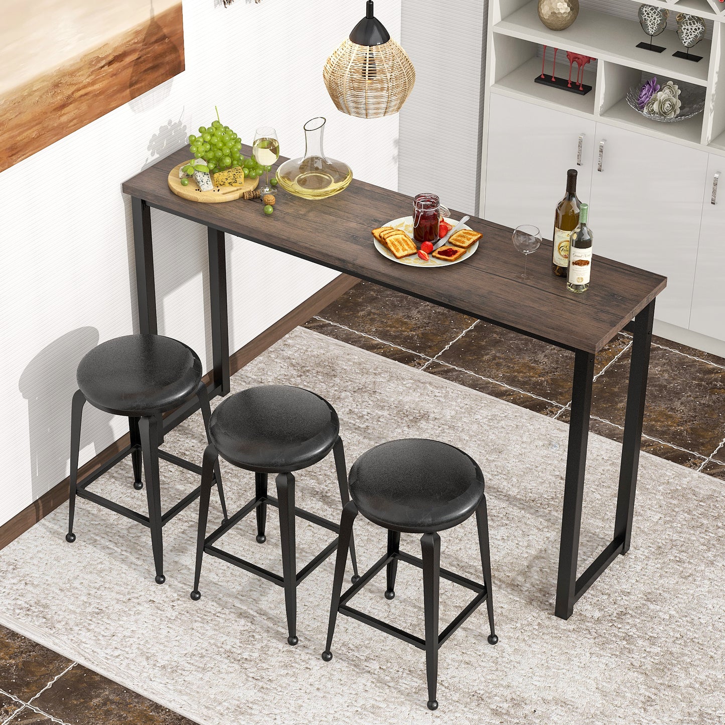 Counter Height Bar Table Set, Modern 4 Pieces Dining Table Set, Long Pub Table and 3 Stools, 3-Person Dining Table and Stools Set, Kitchen Side Table Set for Breakfast, White, Y002