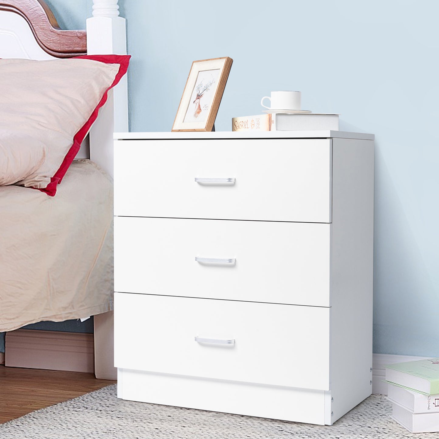 SYNGAR Dresser for Bedroom, 4-Drawer Storage Cabinet, Wooden File Cabinet with Handles, Modern Storage Chest of Drawers for Kids Room, Simple Home Storage Furniture for Clothes Cosmetics, White, D8792
