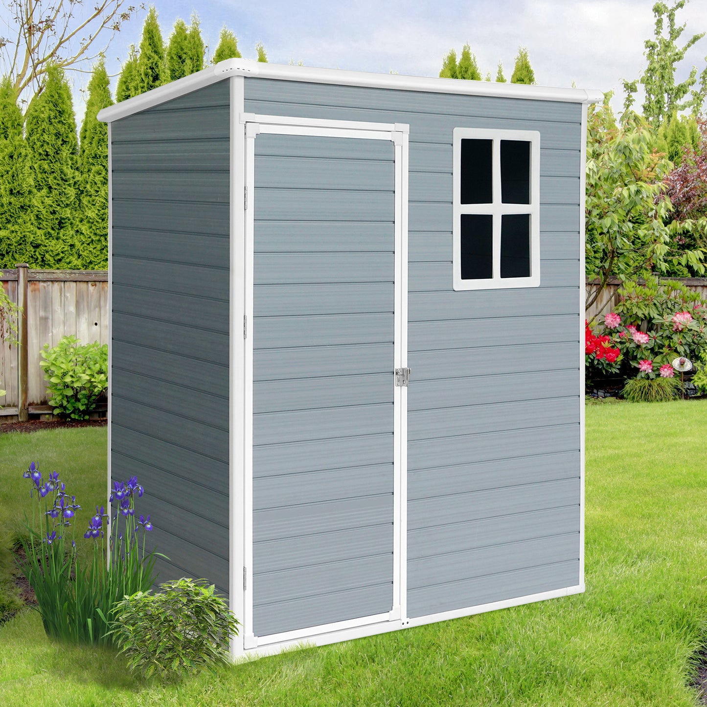 5' x 3' Outdoor Metal Storage Shed, Garden Shed for Tools, Trash Can, Storage Shed with Single Lockable Door, for Backyard, Patio, Lawn, C29