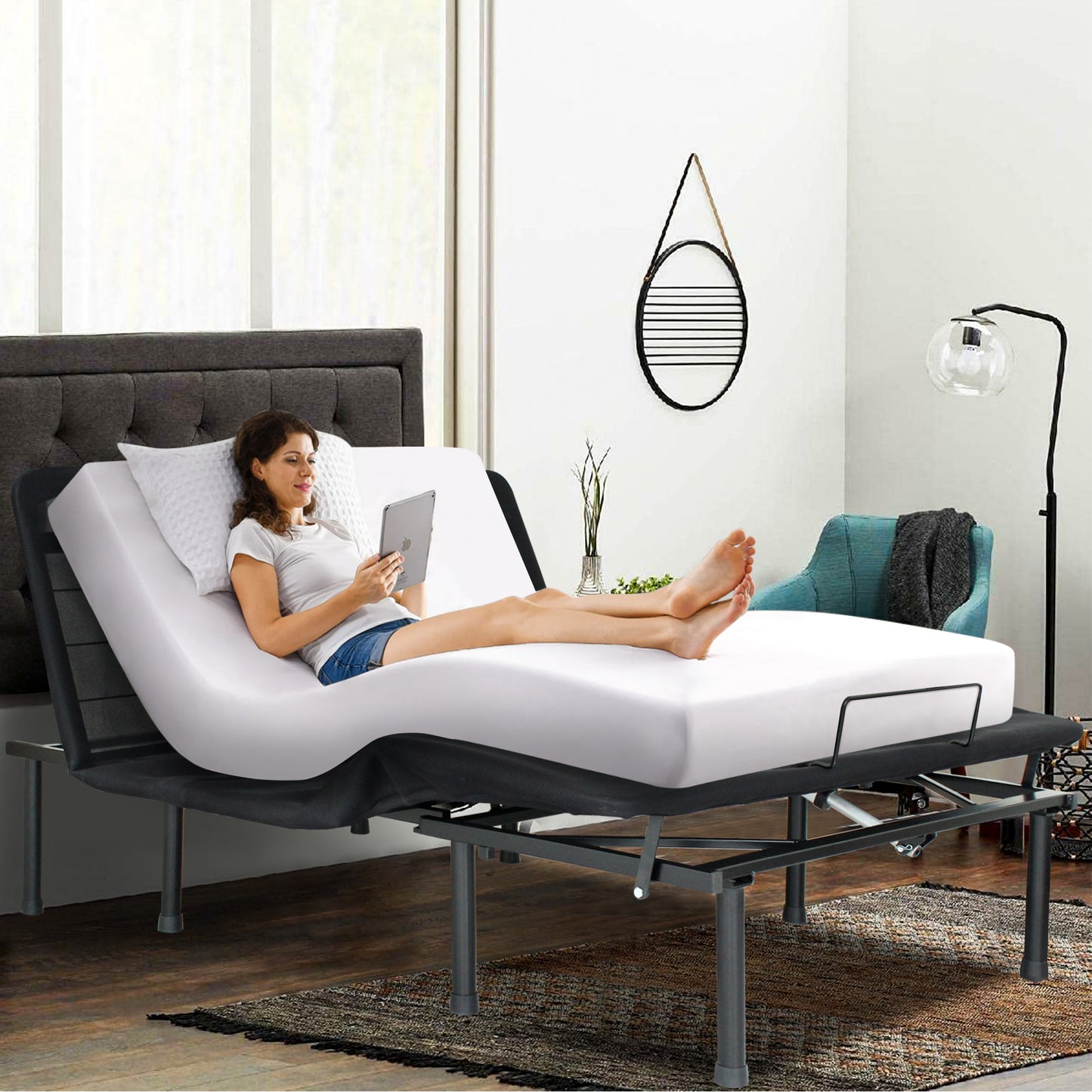 SYNGAR Electric Bed Frame with Wireless Remote Head and Foot Incline, Adjustable Bed Base Frame with One Touch Comfort Positions, Advanced Smooth Silent Operation, Twin XL