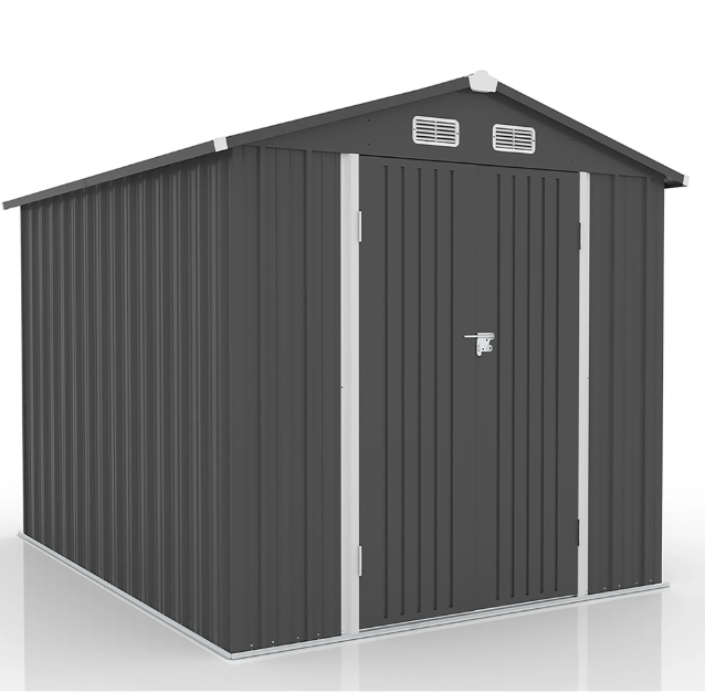 SYNGAR 10' x 8' Outdoor Metal Storage Shed, Tools Storage Shed, Galvanized Steel Garden Shed with Adjustable Shelves and Lockable Doors, Outdoor Storage Shed for Backyard, Patio, Lawn, D7812