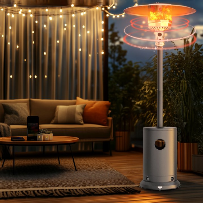 SYNGAR Patio Heater, 50,000 BTU Outdoor Propane Heater with Wheels, Quartz Glass Tube Gas Heater, ETL Approved, Black, D5101