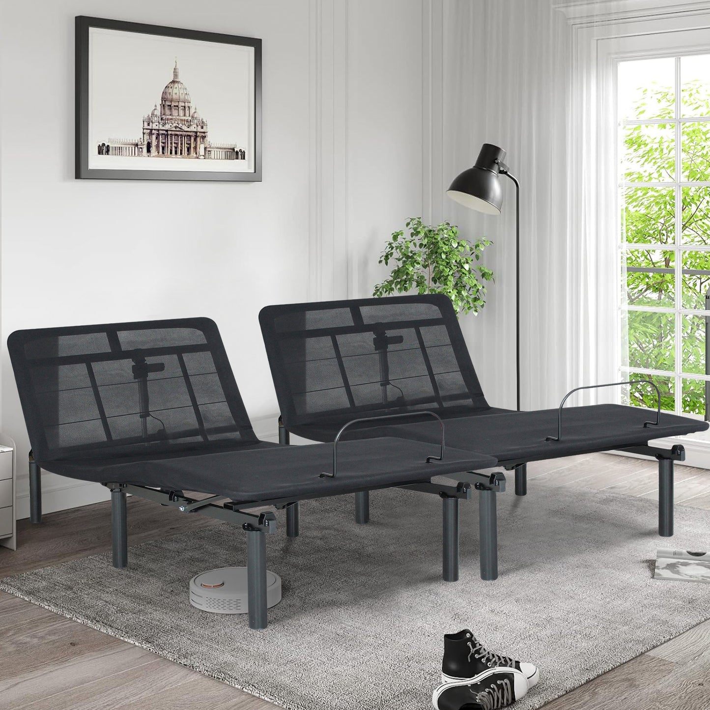 SYNGAR Ergonomic Twin XL Size Adjustable Bed, Electric Recliner Bed with Head and Foot Incline, Wireless Remote Control, New Generation Motor, Black