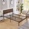 SYNGAR Black Full Size Bed Frame with Wooden Industrial Headboard, Iron Platform Bed Frame Full Metal Bed Mattress Foundation with 700LBS Capacity, No Box Spring Needed, Noise Free