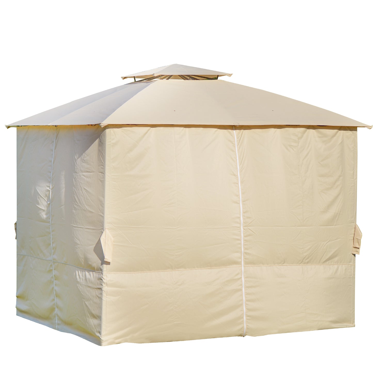 10.5 x 10.5 ft Gazebo for Patios, SYNGAR Outdoor Canopy for Shade and Rain, Waterproof Gazebo Tent with Double Roof and Mosquito Netting, for Poolside, Lawn, Garden, Backyard, Deck, Beige, C13