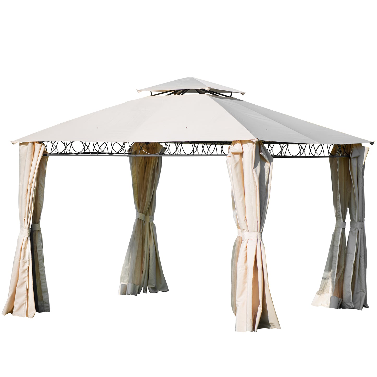 10.5 x 10.5 ft Gazebo for Patios, SYNGAR Outdoor Canopy for Shade and Rain, Waterproof Gazebo Tent with Double Roof and Mosquito Netting, for Poolside, Lawn, Garden, Backyard, Deck, Beige, C13