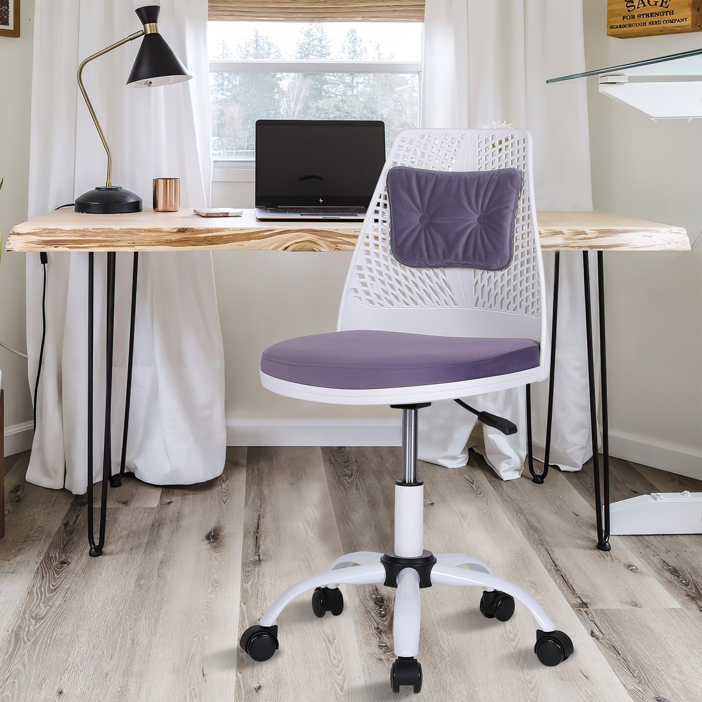 SYNGAR Office Desk Chair with Adjustable Height, Modern Arms Chair Office Chair Mid Back Soft Velvet Swivel Computer Home Task Chairs Ergonomic Executive Chair with Armrests, Gray