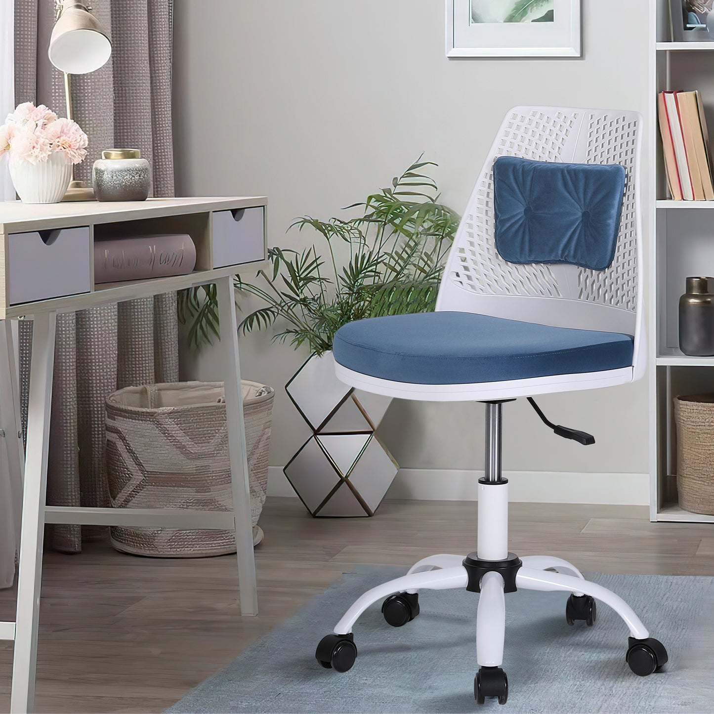SYNGAR Office Desk Chair with Adjustable Height, Modern Arms Chair Office Chair Mid Back Soft Velvet Swivel Computer Home Task Chairs Ergonomic Executive Chair with Armrests, Gray