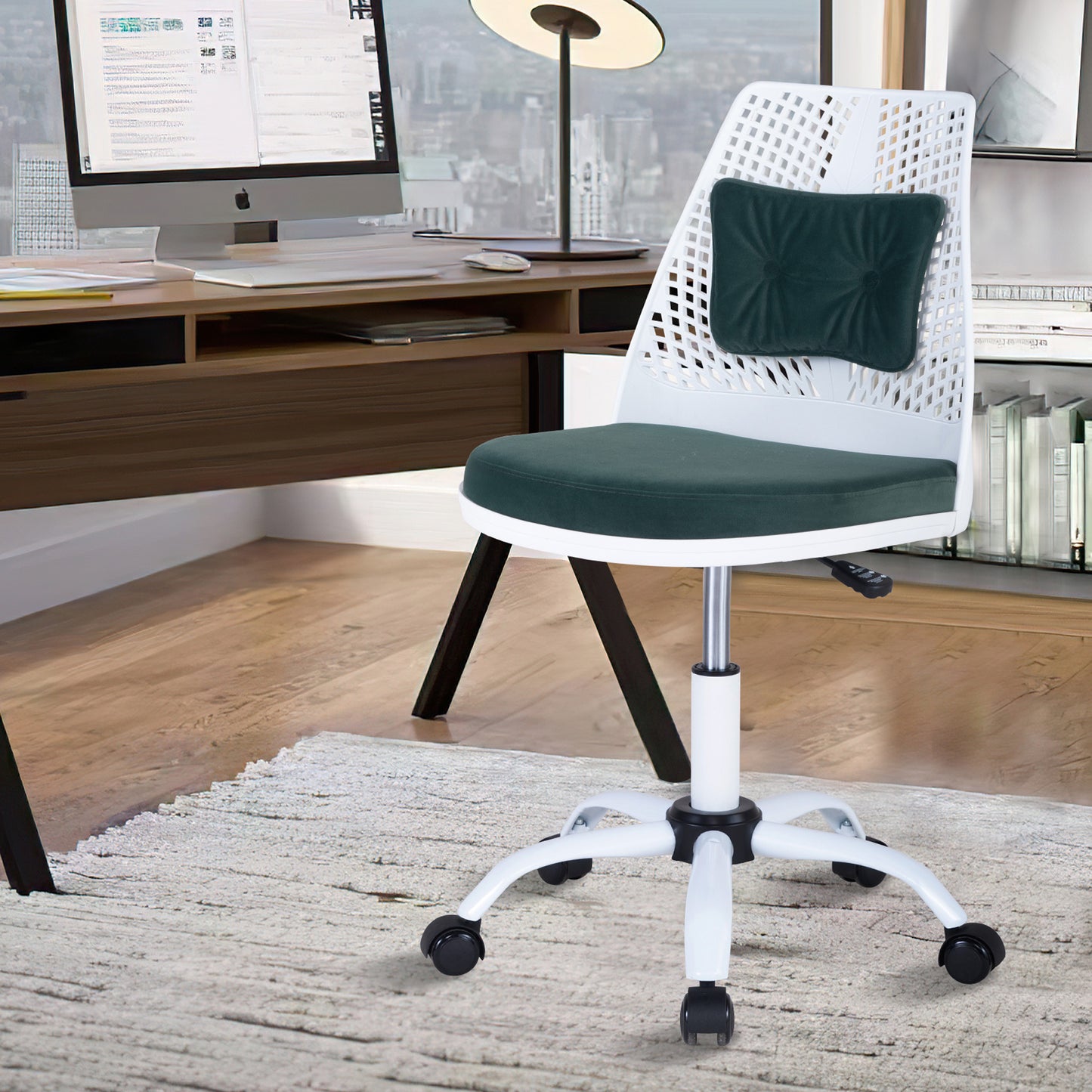 SYNGAR Office Desk Chair with Adjustable Height, Modern Arms Chair Office Chair Mid Back Soft Velvet Swivel Computer Home Task Chairs Ergonomic Executive Chair with Armrests, Gray