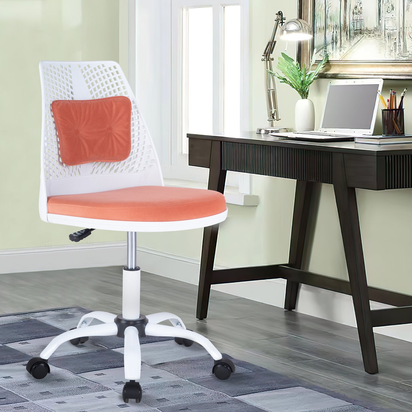 SYNGAR Office Desk Chair with Adjustable Height, Modern Arms Chair Office Chair Mid Back Soft Velvet Swivel Computer Home Task Chairs Ergonomic Executive Chair with Armrests, Gray