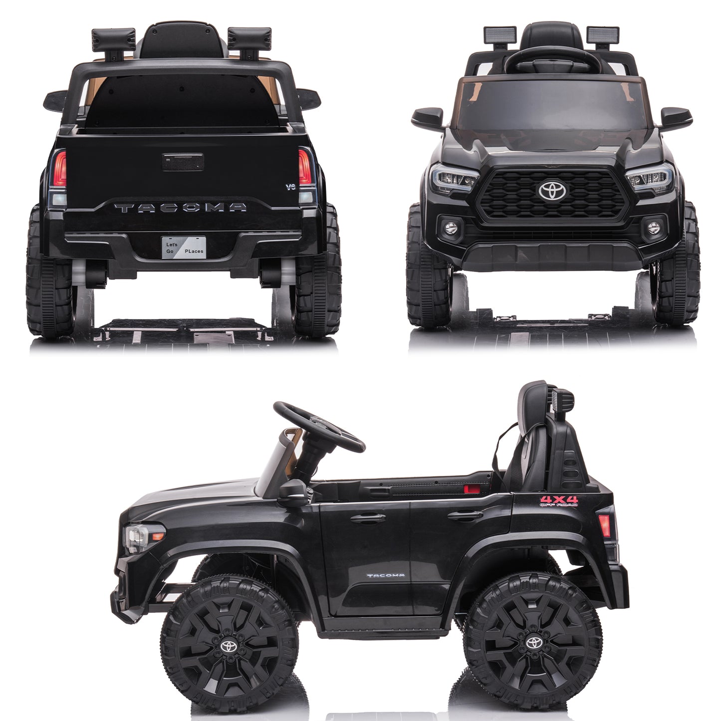 SYNGAR Licensed Toyota Tacoma 12 V Electric Ride on Car for Kids, Black Battery Powered Truck Toy with Remote Control, LED Light and MP3 Player