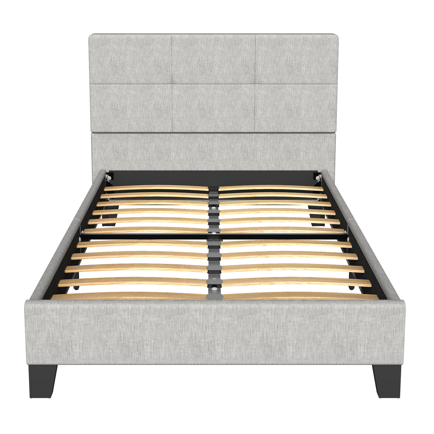SYNGAR Twin Bed Frame, New Upgrade Twin Size Fabric Upholstered Platform Bed Frame with Height Adjustable Headboard, Bedroom Furniture Metal Frame Platform Bed Frame, No Box Spring Needed, Grey