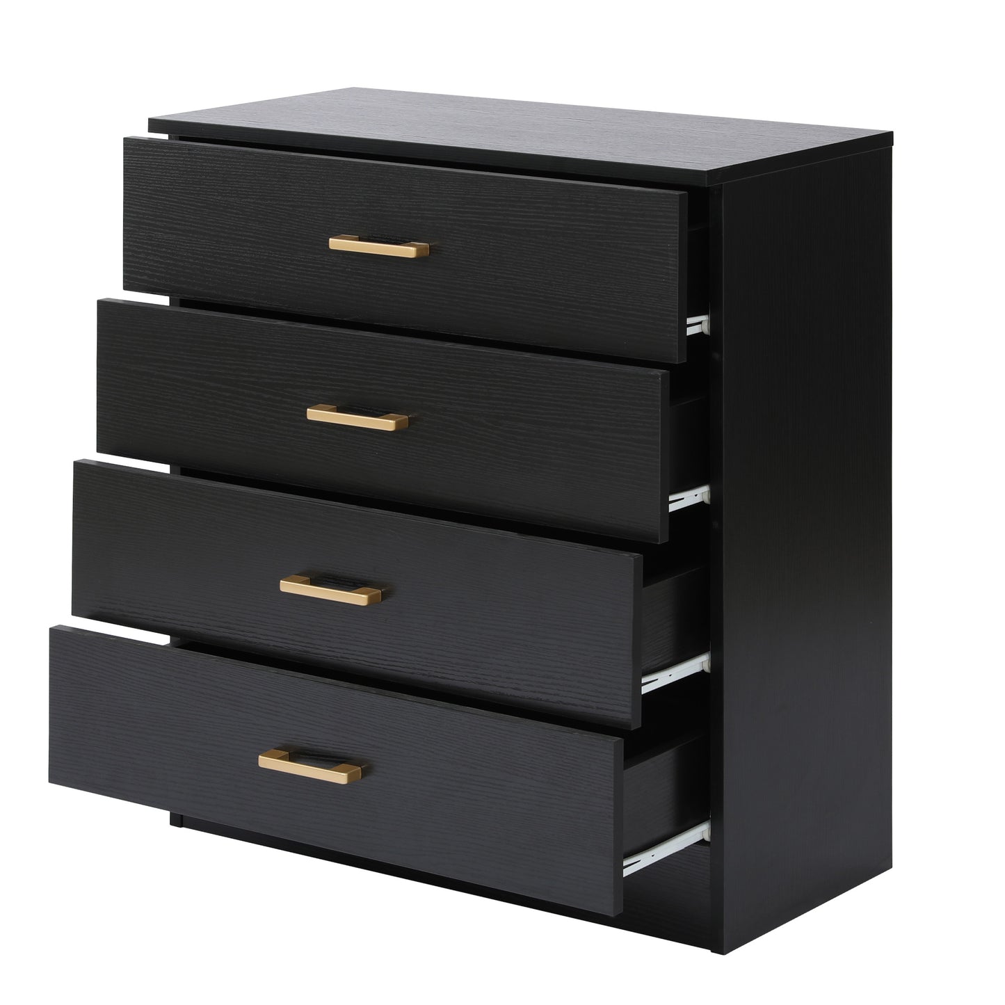 SYNGAR Black 4 Drawer Dresser, Chest of Drawers for Bedroom, Modern Storage Cabinet Dresser Organizer Unit with Handle for Living Room, Closet, Hallway, Nursery